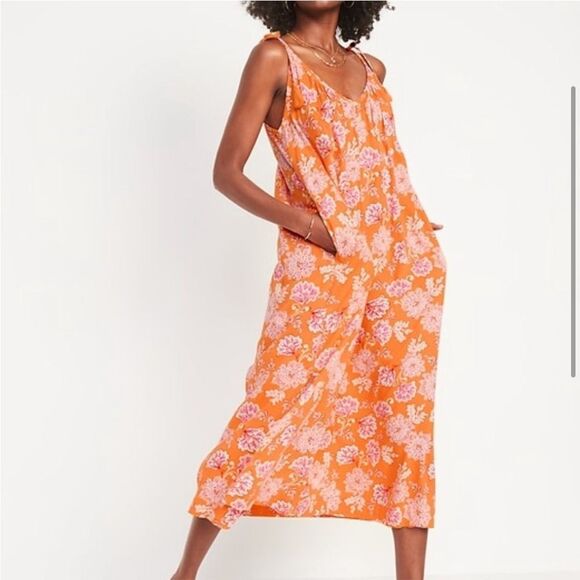 Old Navy All Day Sleeveless Pink Floral Maxi Dress Size Small - Picture 1 of 11